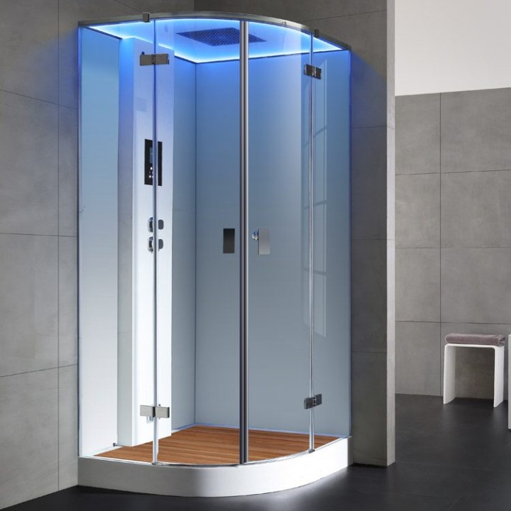 Parní sprchový box EAGO AWT LD209F15 s sprchovou vaničkou bílý 100×100