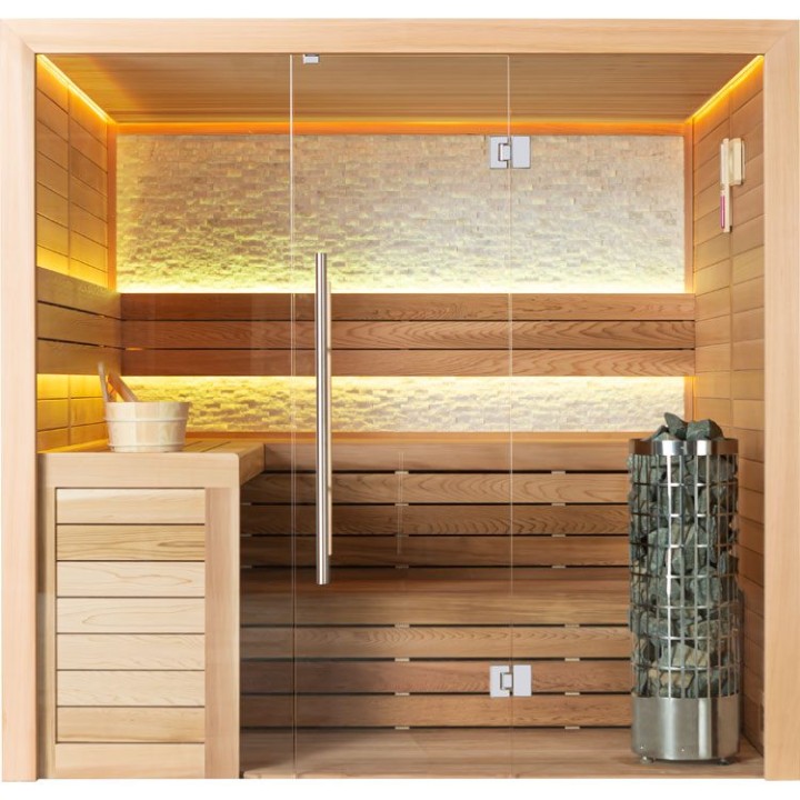 Finská sauna EAGO AWT E1602A červený cedr 220×200 9 kW Cilindro