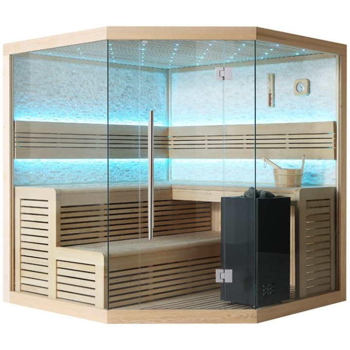Finská sauna EAGO AWT E1101B hemlock 200×200 9 kW Virta