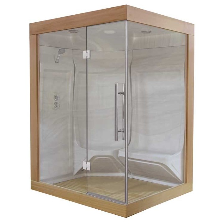 Parní sauna EAGO AWT W200B červený cedr 118×135 levé provedení