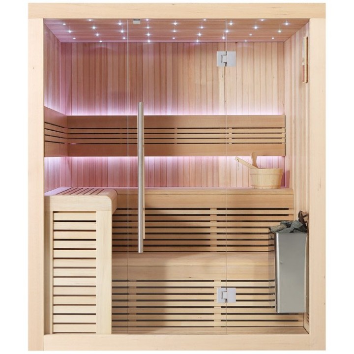 Finská sauna EAGO AWT B1112C hemlock 180×150 9 kW TheWall Bi-O