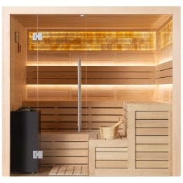 Finská sauna EAGO AWT B1623C hemlock 180×180 9 kW TheWall Bi-O