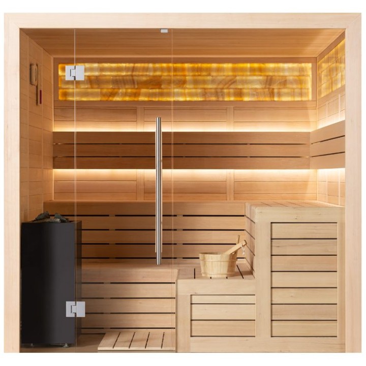 Finská sauna EAGO AWT E1623XL hemlock 240×200 10,8 kW Virta