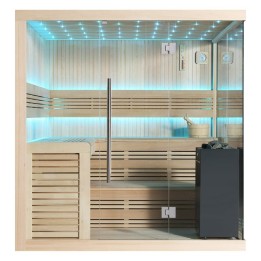Finská sauna EAGO AWT E1115B hemlock 200×200 9 kW Virta