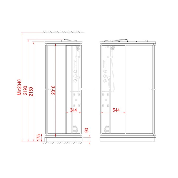 Parní kabina Modera pro 1 osobu | 120×80 cm bílé sklo posuvné dveře obdélníková