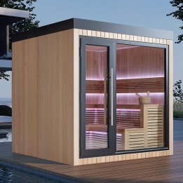 Zahradní sauna EAGO AWT Saunahaus THE CUBE X4 hemlock 235×235 bez kamen