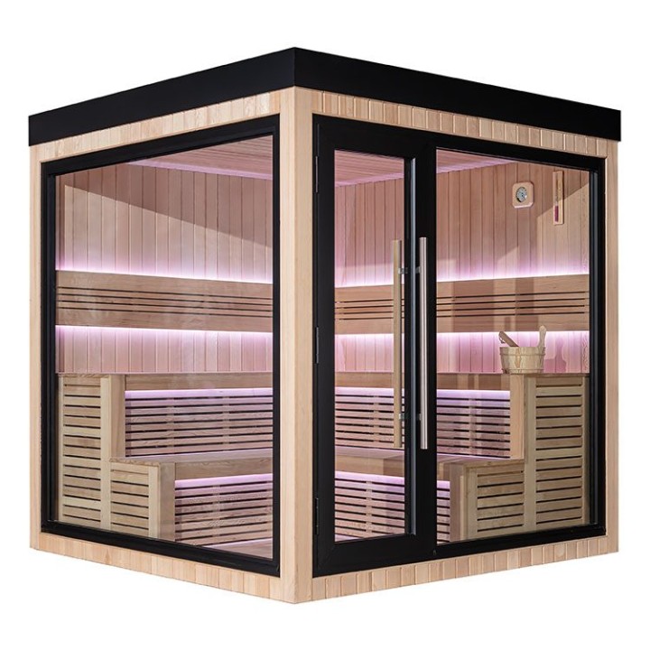 Zahradní sauna EAGO AWT Saunahaus THE CUBE X5-L hemlock 235×235 bez kamen
