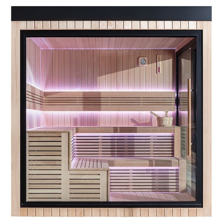 Zahradní sauna EAGO AWT Saunahaus THE CUBE X5-L hemlock 235×235 bez kamen