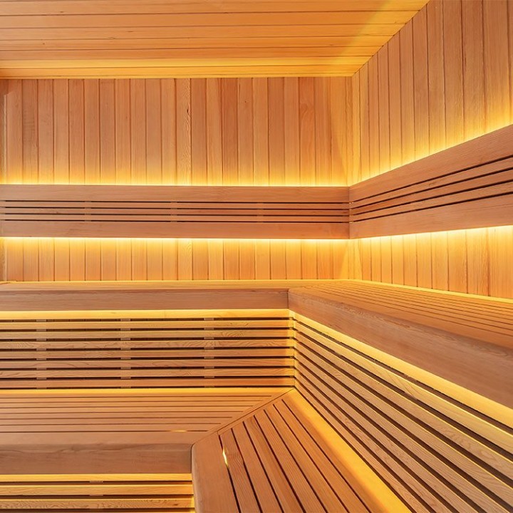 Zahradní sauna EAGO AWT Saunahaus THE CUBE X5-L hemlock 235×235 bez kamen