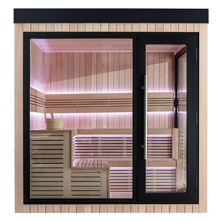 Zahradní sauna EAGO AWT Saunahaus THE CUBE X5-R hemlock 235×235 bez kamen