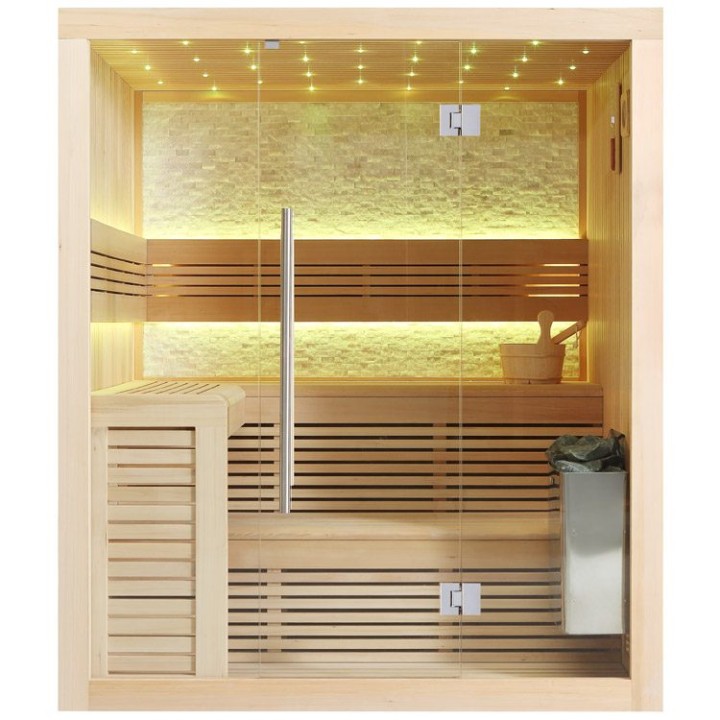 Finská sauna EAGO AWT B1102C hemlock 180×150 9 kW TheWall Bi-O
