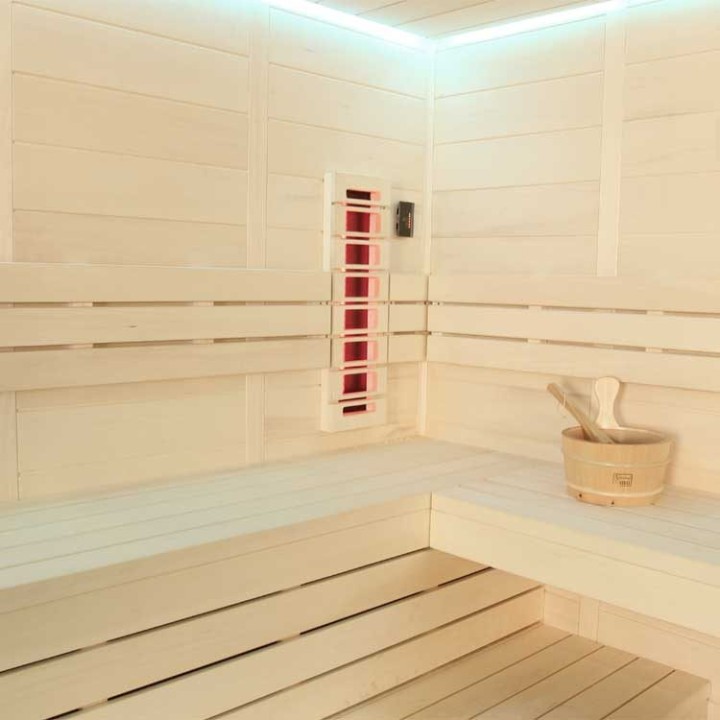 Finská sauna EAGO AWT E1205A-IR topol 266×198 9 kW Vitra