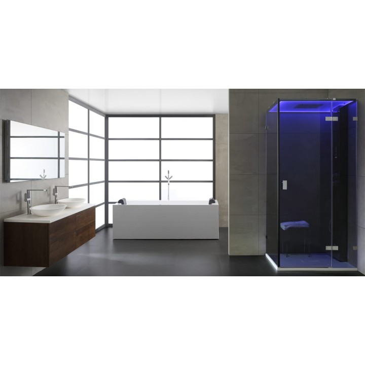 Parní sprchový box EAGO AWT LD106F15 černý 100×100 pravé provedení