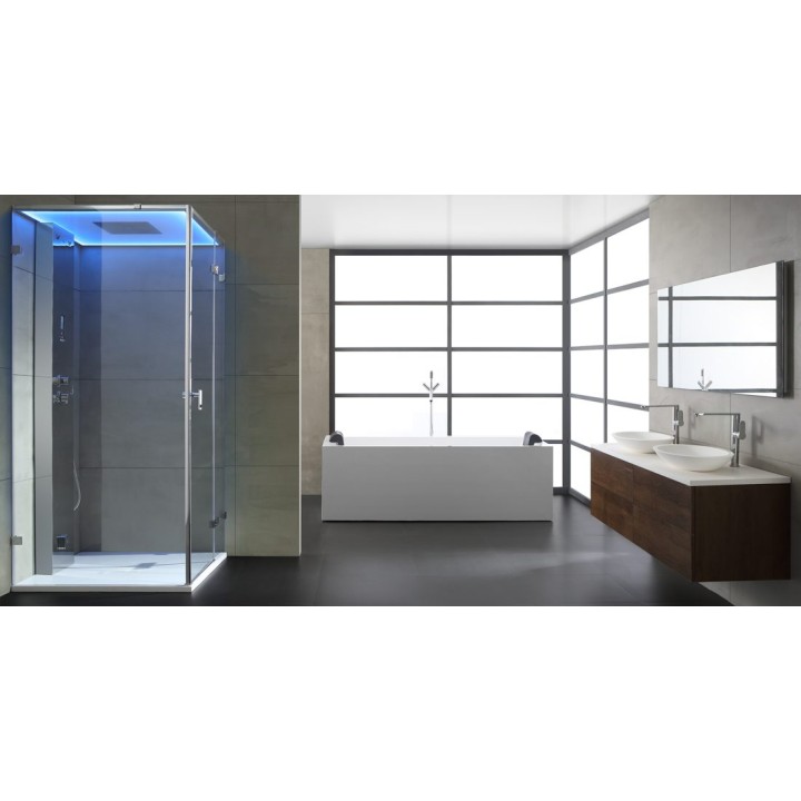 Parní sprchový box EAGO AWT LD108F15 stříbrný 90×90 levé provedení