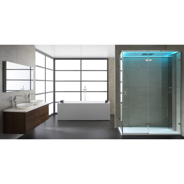Parní sprchový box EAGO AWT LD111F15 stříbrný 150×90 pravé provedení