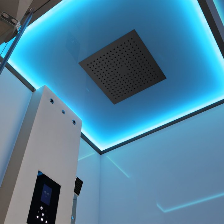 Parní sprchový box EAGO AWT LD206F15 bílý 100×100 levé provedení