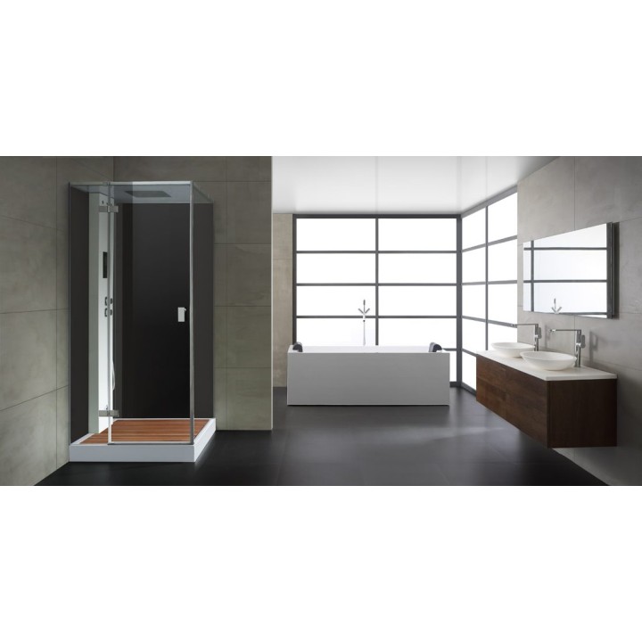 Parní sprchový box EAGO AWT LD208F15 s sprchovou vaničkou černý 90×90 