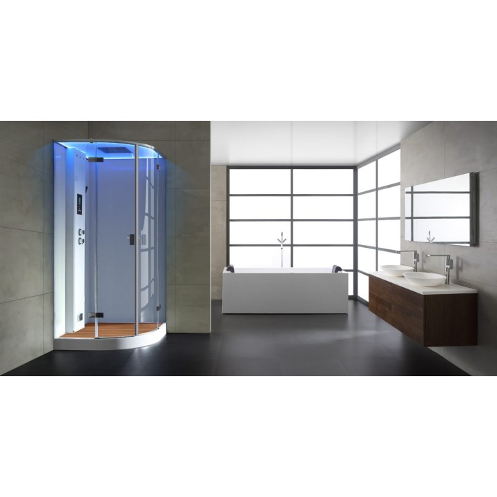 Parní sprchový box EAGO AWT LD210F15 s sprchovou vaničkou bílý 90×90
