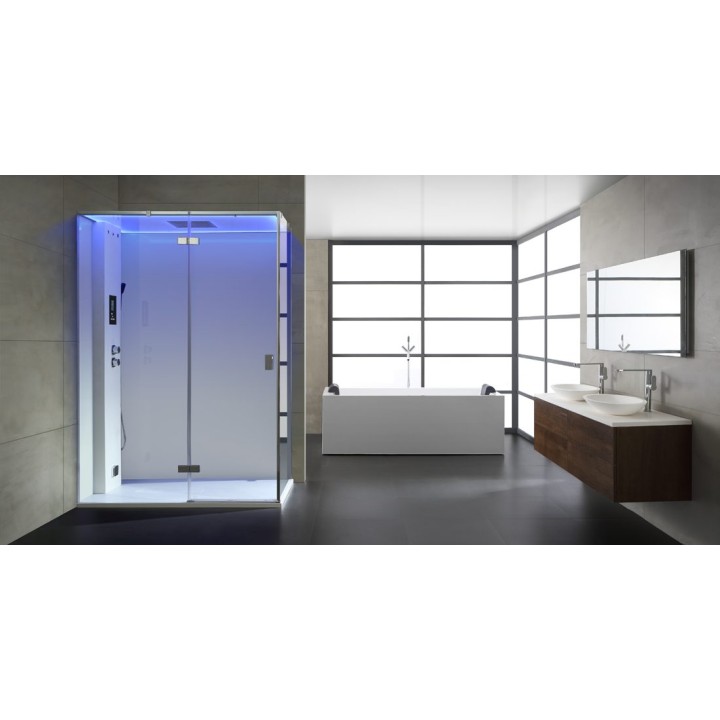 Parní sprchový box EAGO AWT LD211F15 bílý 150×90 levé provedení