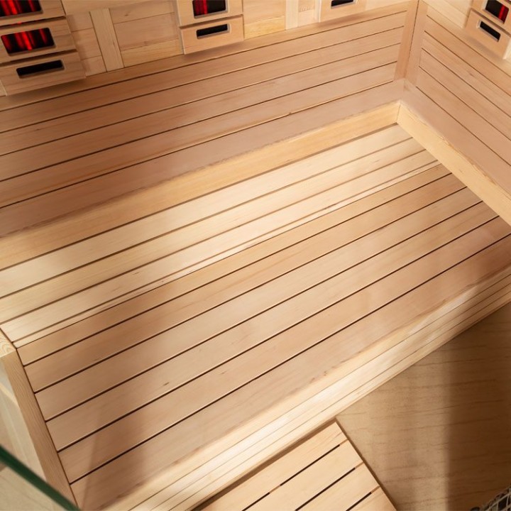 Finská sauna EAGO AWT E1611XL-IR hemlock 250×250 9 kW Cilindro