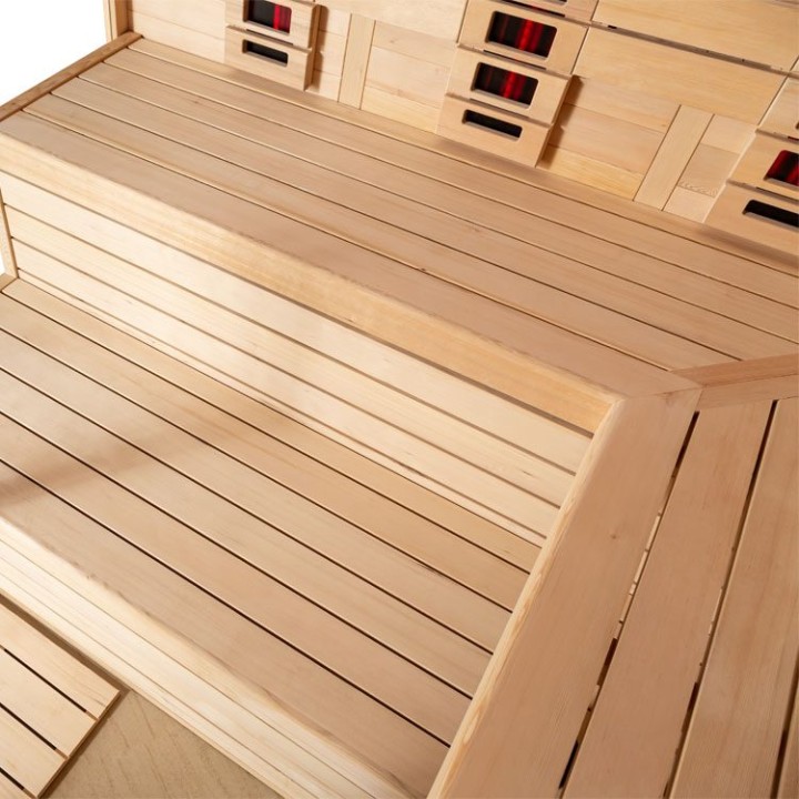 Finská sauna EAGO AWT E1611XL-IR hemlock 250×250 9 kW Cilindro