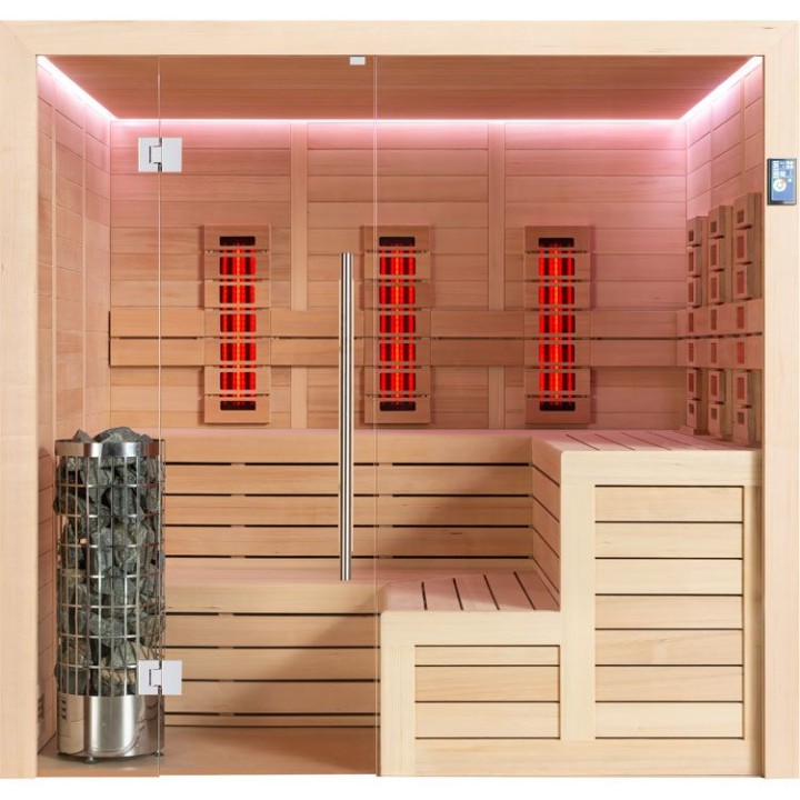 Finská sauna EAGO AWT E1613A-IR hemlock 220×200 9 kW Cilindro