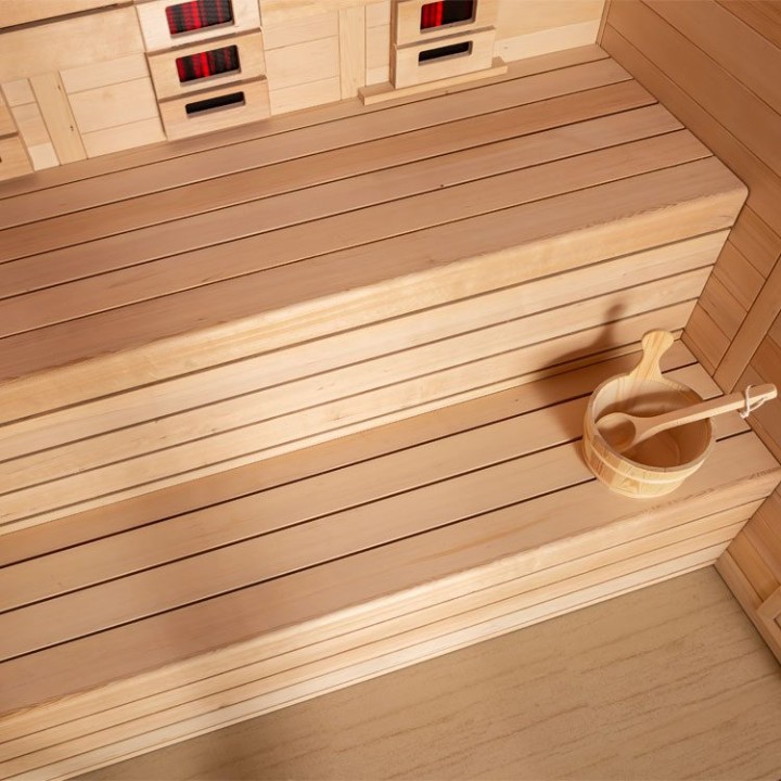 Finská sauna EAGO AWT E1614B-IR hemlock 180×150 6 kW TheWall