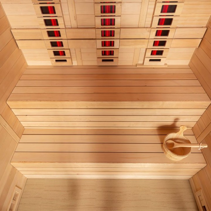 Finská sauna EAGO AWT E1614B-IR hemlock 180×150 6 kW TheWall