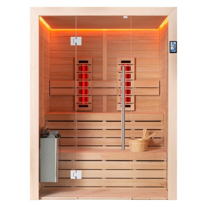 Finská sauna EAGO AWT E1614C-IR hemlock 160×150 6 kW TheWall