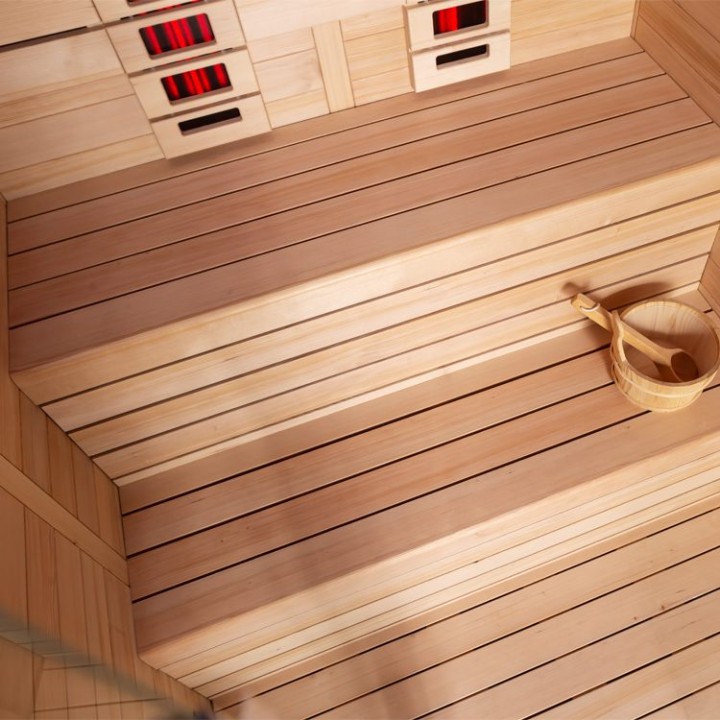 Finská sauna EAGO AWT E1614C-IR hemlock 160×150 6 kW TheWall