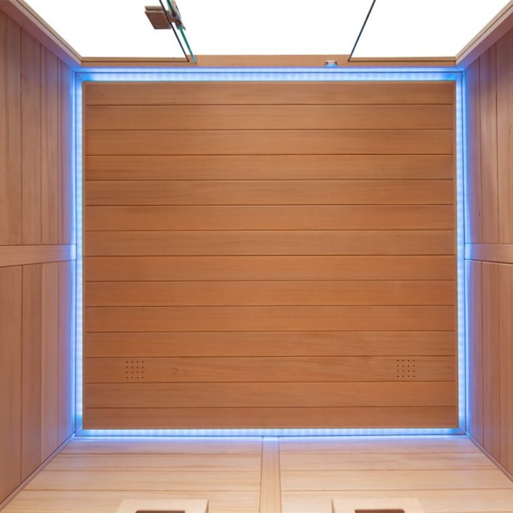 Finská sauna EAGO AWT E1614C-IR hemlock 160×150 6 kW TheWall