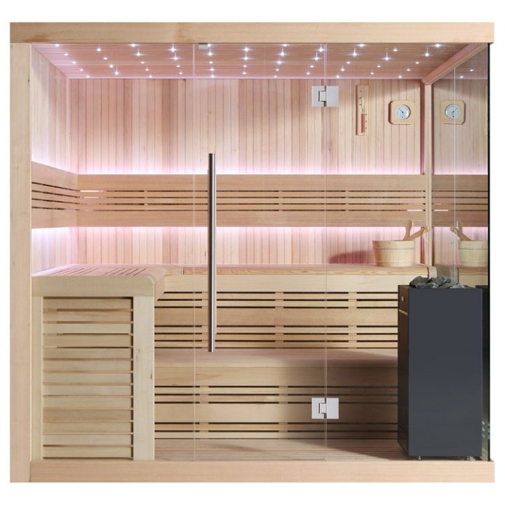 Finská sauna EAGO AWT B1115A hemlock 220×200 9 kW EOS BiO-Cubo