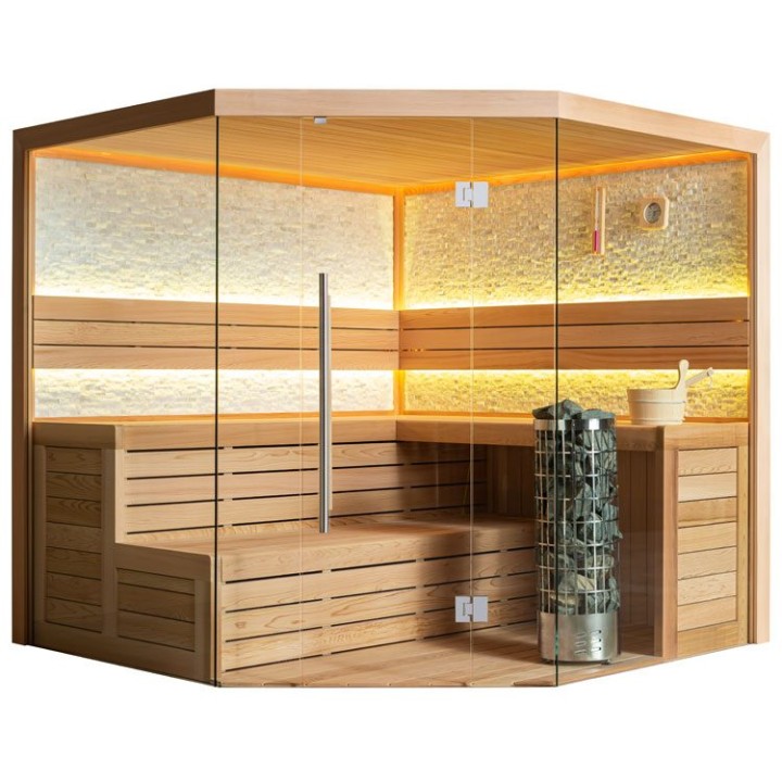 Finská sauna EAGO AWT B1601XL červený cedr 250×250 9 kW EOS Bi-O Cubo