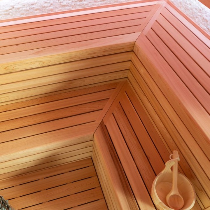 Finská sauna EAGO AWT B1603XL červený cedr 240×200 9 kW EOS Bi-O Cubo