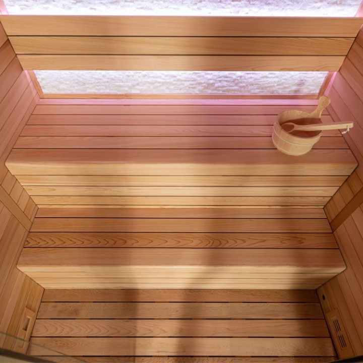 Finská sauna EAGO AWT B1604B červený cedr 180×150 9 kW TheWall Bi-O