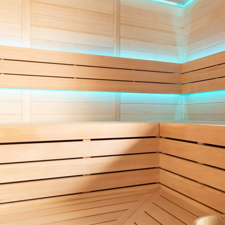 Finská sauna EAGO AWT B1613A hemlock 220×200 9 kW EOS Bi-O Cubo