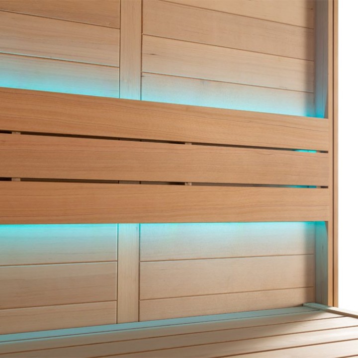Finská sauna EAGO AWT B1613XL hemlock 240×200 9 kW EOS Bi-O Cubo