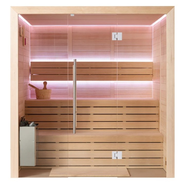 Finská sauna EAGO AWT B1614C hemlock 160×150 9 kW TheWall Bi-O