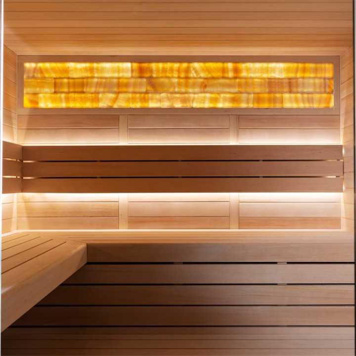 Finská sauna EAGO AWT B1622A hemlock 220×200 9 kW EOS Bi-O Cubo