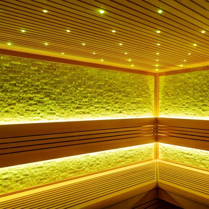 Finská sauna EAGO AWT E1101B hemlock 200×200 9 kW Virta