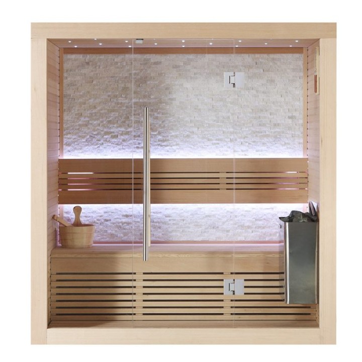 Finská sauna EAGO AWT E1103A hemlock 180×105 4,5 kW TheWall