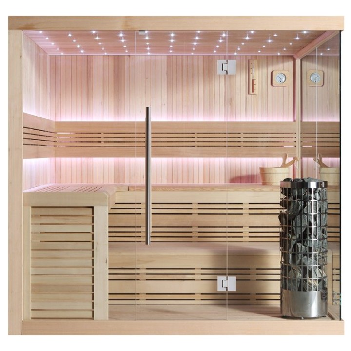 Finská sauna EAGO AWT E1115A hemlock 220×200 9 kW Cilindro