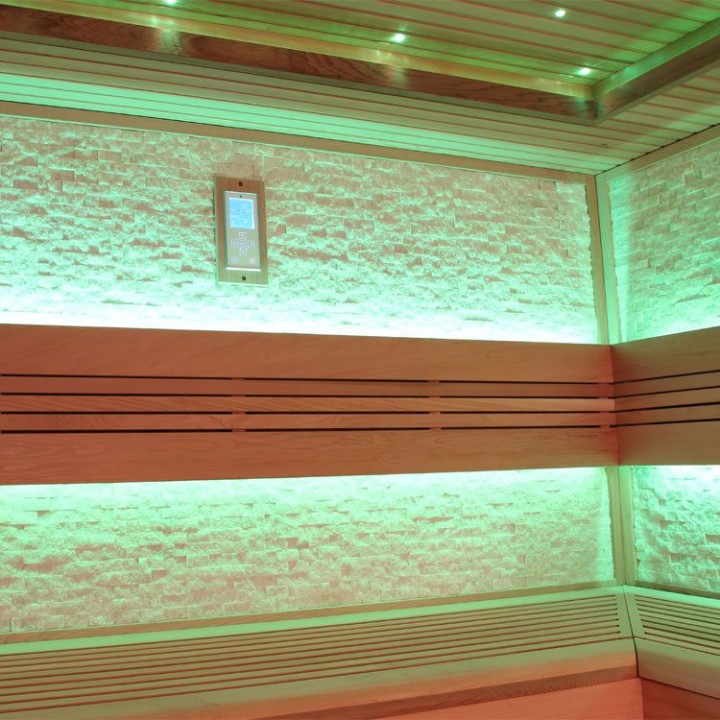 Finská sauna EAGO AWT E1242 XL červený cedr 250×250 12 kW EOS Cubo