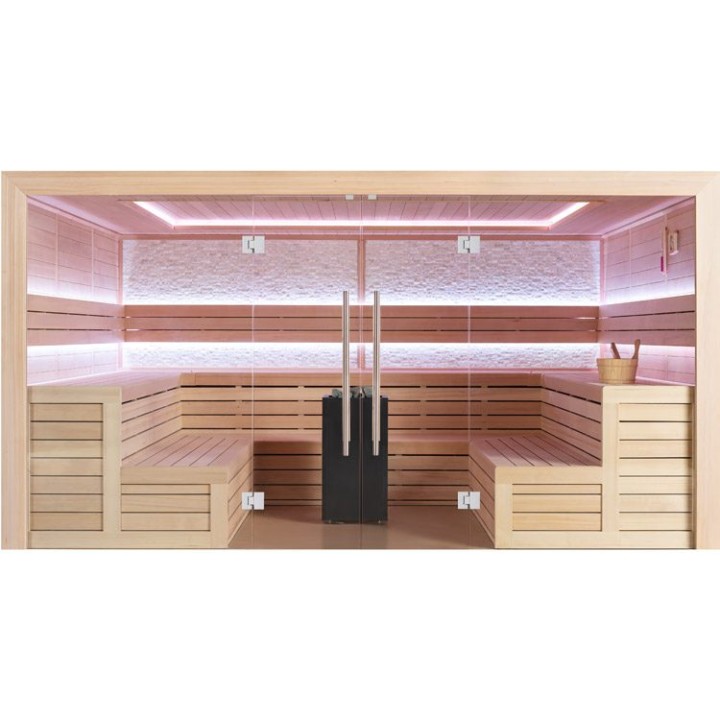 Finská sauna EAGO AWT E1600C hemlock 300×250 13,5 kW Virta