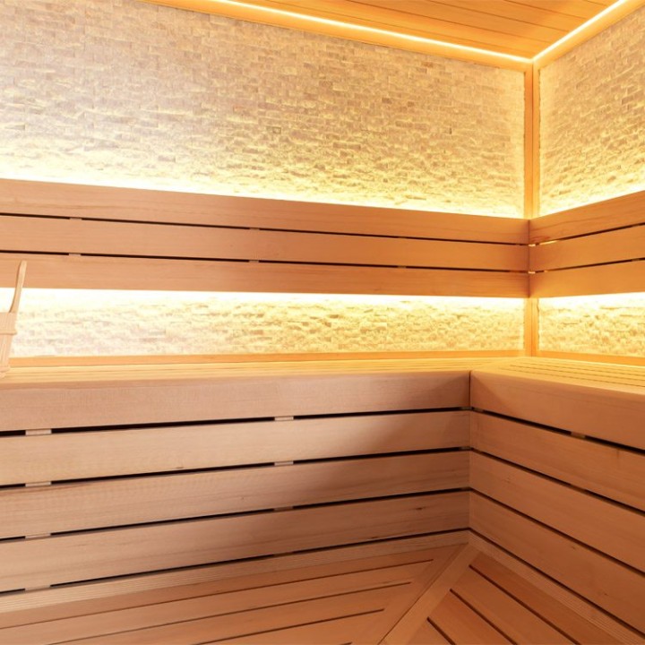 Finská sauna EAGO AWT E1603C hemlock 180×180 9 kW Cilindro