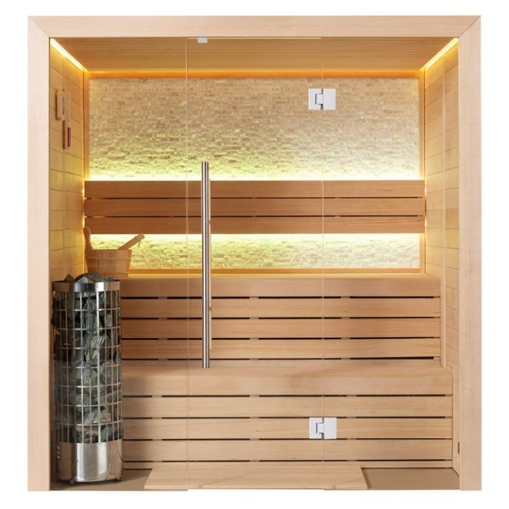 Finská sauna EAGO AWT E1604C hemlock 160×150 6,8 kW Cilindro