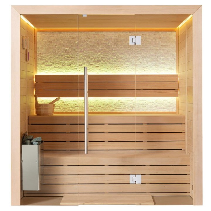 Finská sauna EAGO AWT E1604C hemlock 160×150 6 kW TheWall