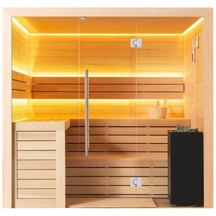 Finská sauna EAGO AWT E1612B hemlock 200×170 9 kW Virta