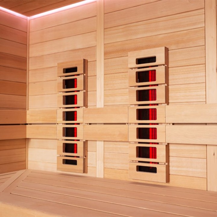 Finská sauna EAGO AWT E1612C-IR hemlock 180×160 9 kW TheWall