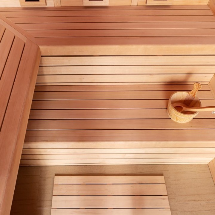Finská sauna EAGO AWT E1612C-IR hemlock 180×160 9 kW TheWall